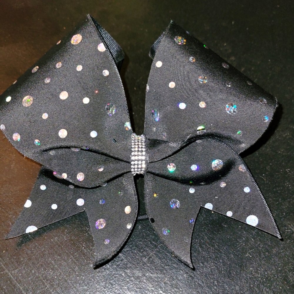 Cheer or Dance Team Extreme Legacy Black Rhinestone Bow